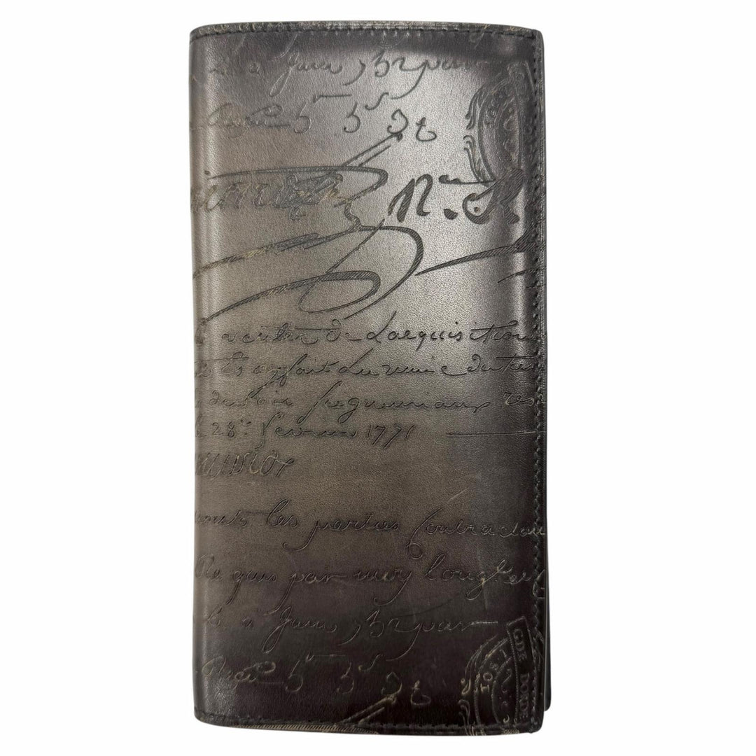 Excellent BERLUTI Bifold Wallet Espace Flap Long Wallet Calligraphy script