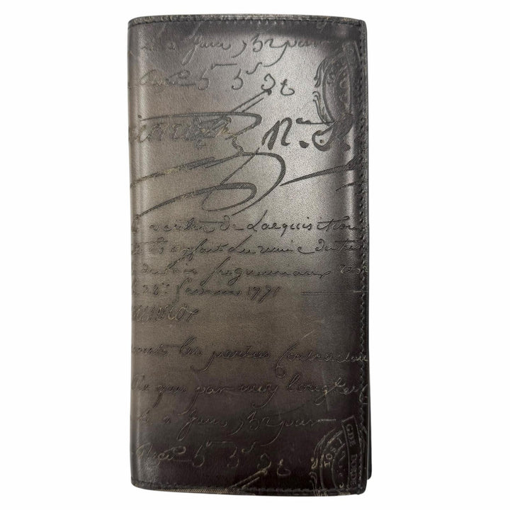 Excellent BERLUTI Bifold Wallet Espace Flap Long Wallet Calligraphy script