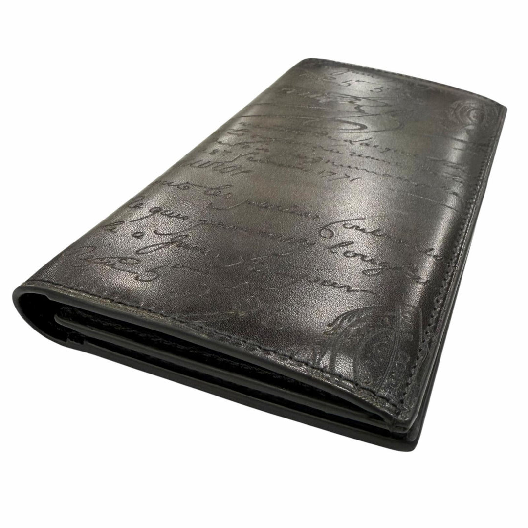 Excellent BERLUTI Bifold Wallet Espace Flap Long Wallet Calligraphy script