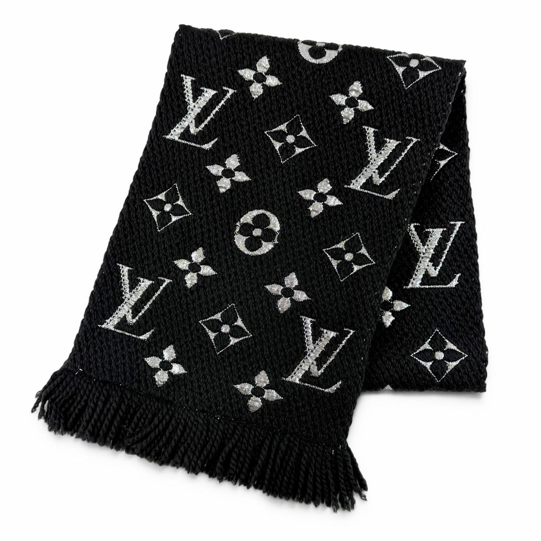 Great LOUIS VUITTON Scarf Escalp Logo Mania Shine black wool Women M75833