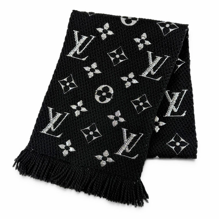 Great LOUIS VUITTON Scarf Escalp Logo Mania Shine black wool Women M75833