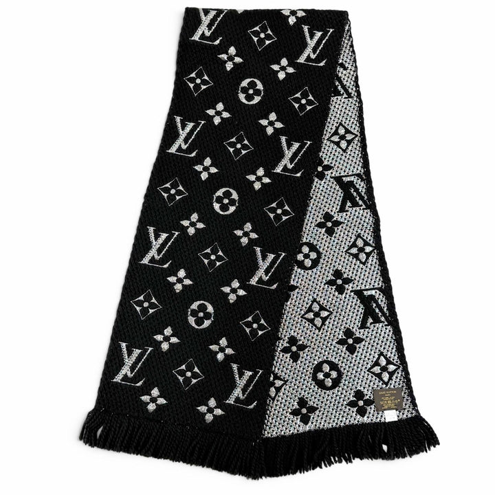 Great LOUIS VUITTON Scarf Escalp Logo Mania Shine black wool Women M75833