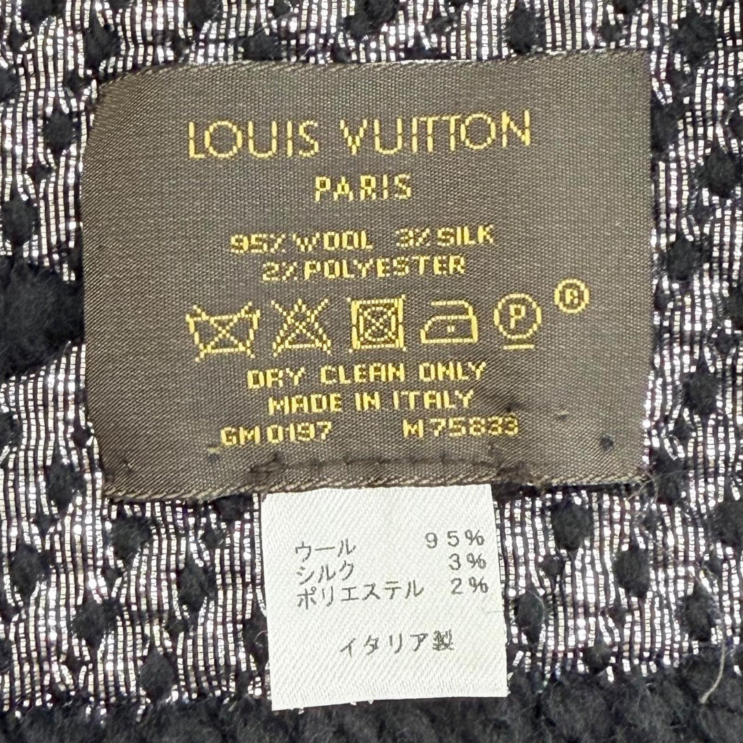 Great LOUIS VUITTON Scarf Escalp Logo Mania Shine black wool Women M75833