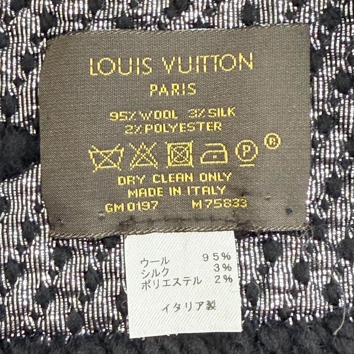 Great LOUIS VUITTON Scarf Escalp Logo Mania Shine black wool Women M75833