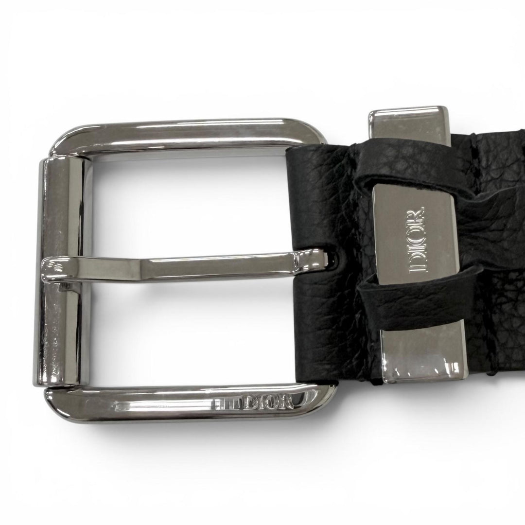Excellent DIOR belt Silver pin buckle with logo black ー mens