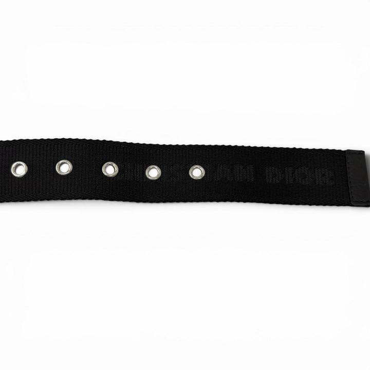 Excellent DIOR belt Silver pin buckle with logo black ー mens