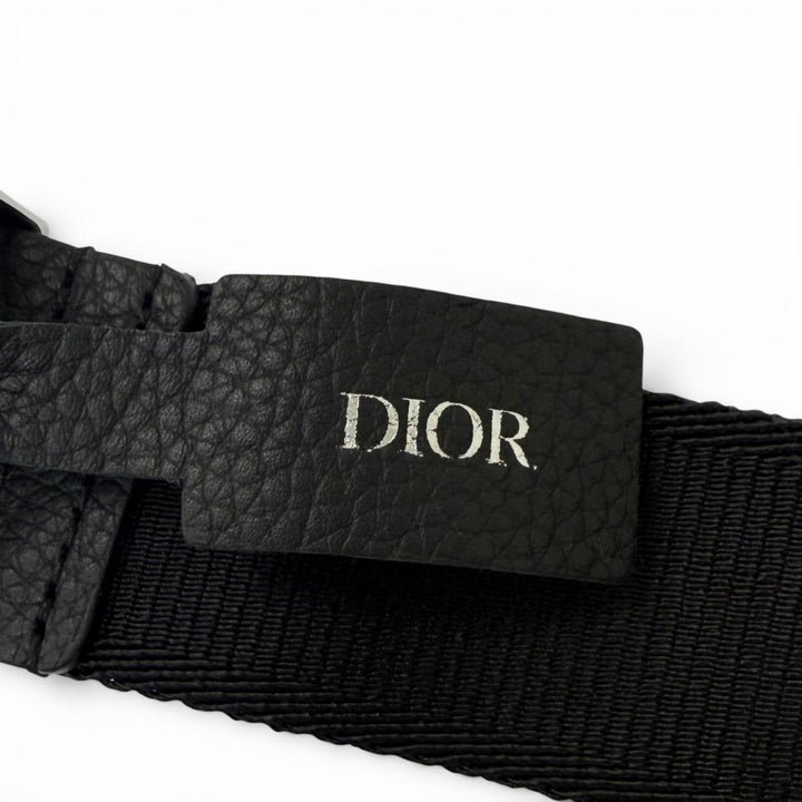 Excellent DIOR belt Silver pin buckle with logo black ー mens