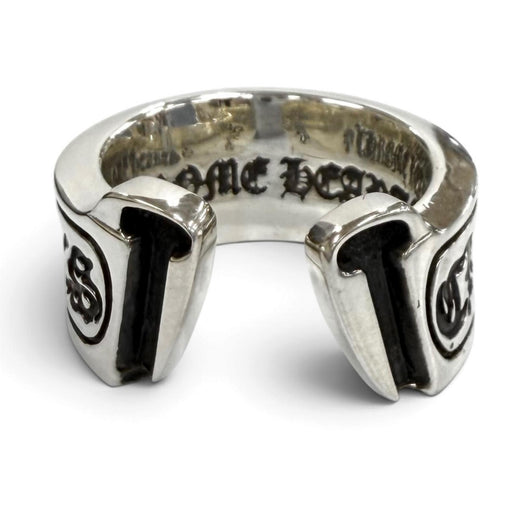 Great CHROME HEARTS Ring ring L LG SCROLL LABEL Silver 925 Equivalent to JP22