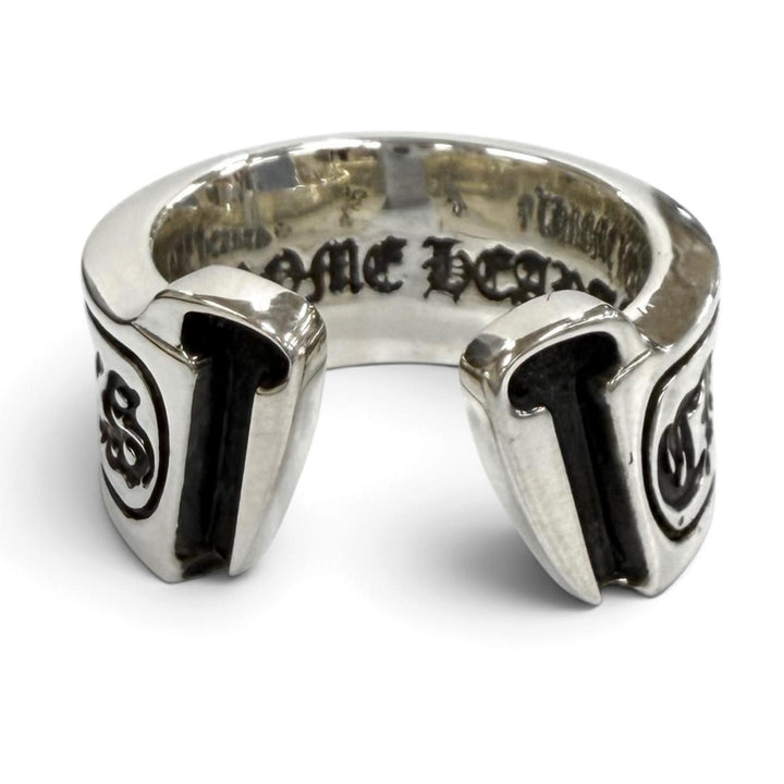 Great CHROME HEARTS Ring ring L LG SCROLL LABEL Silver 925 Equivalent to JP22