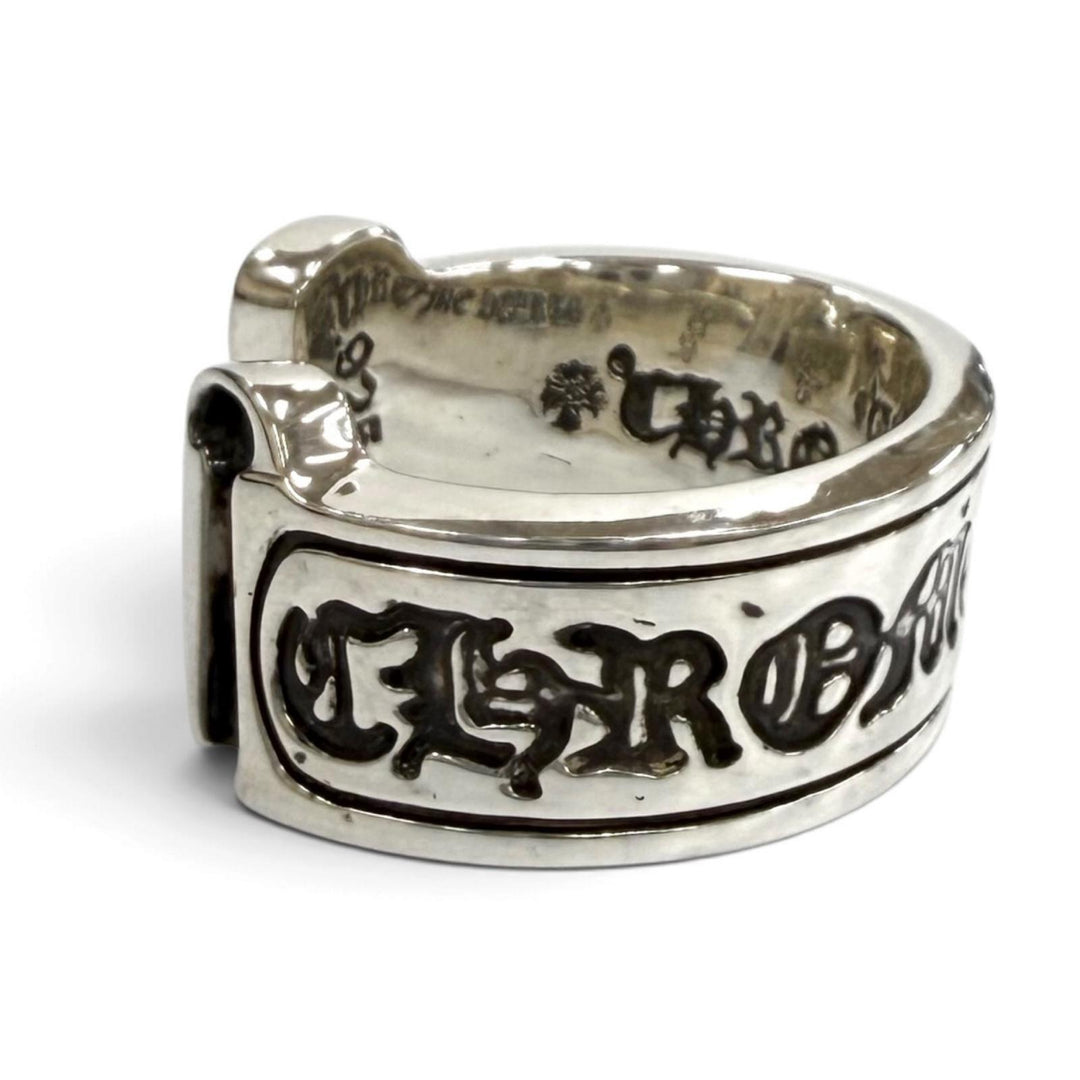 Great CHROME HEARTS Ring ring L LG SCROLL LABEL Silver 925 Equivalent to JP22