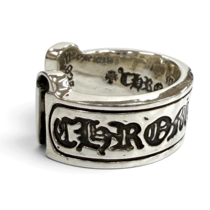 Great CHROME HEARTS Ring ring L LG SCROLL LABEL Silver 925 Equivalent to JP22