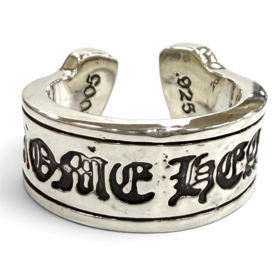 Great CHROME HEARTS Ring ring L LG SCROLL LABEL Silver 925 Equivalent to JP22