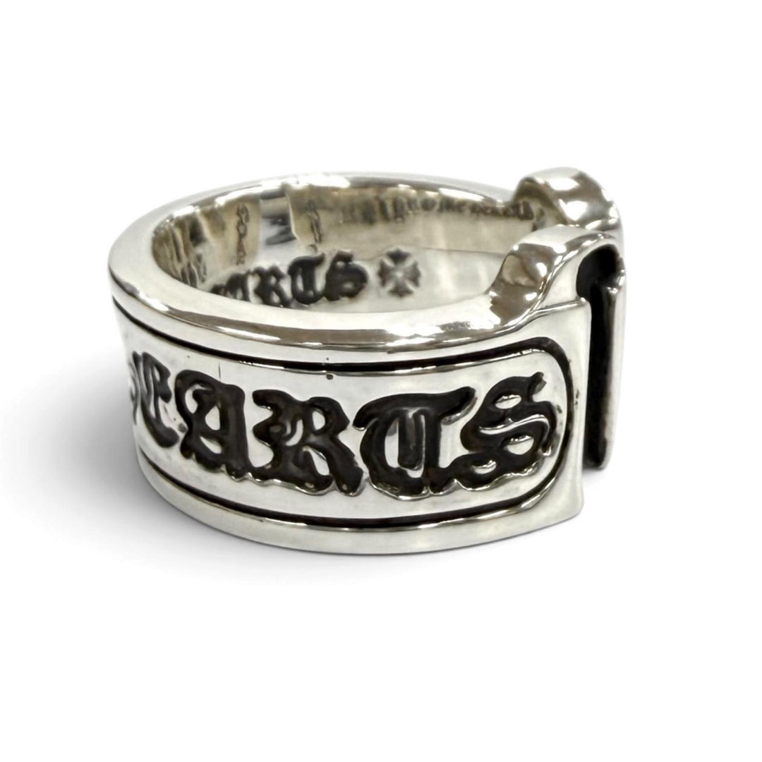 Great CHROME HEARTS Ring ring L LG SCROLL LABEL Silver 925 Equivalent to JP22