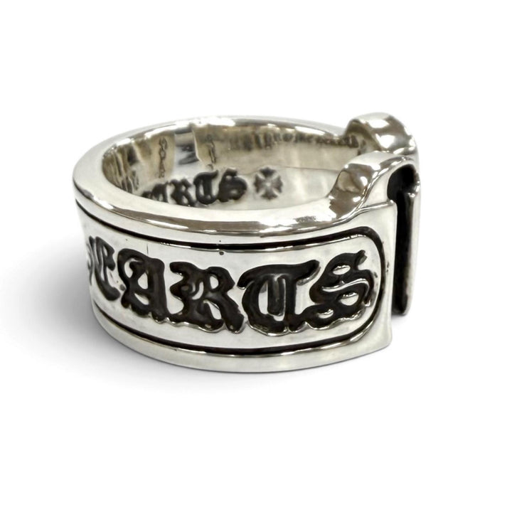 Great CHROME HEARTS Ring ring L LG SCROLL LABEL Silver 925 Equivalent to JP22