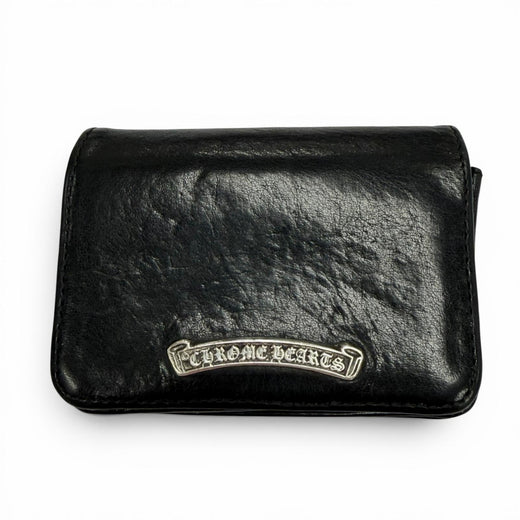 Very Good CHROME HEARTS Card Case black leather mens