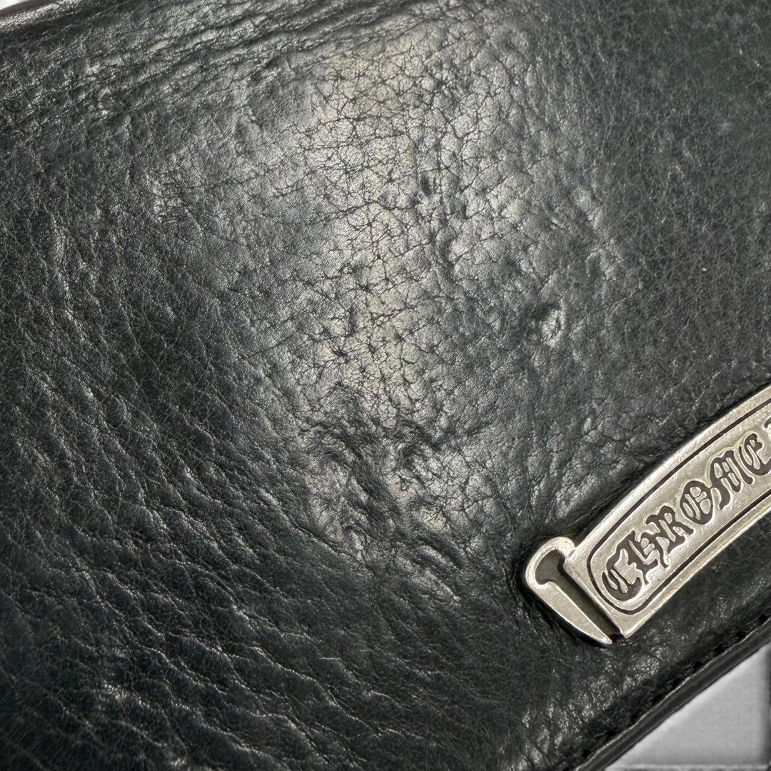 Very Good CHROME HEARTS Purse Single-fold long wallet black leather mens