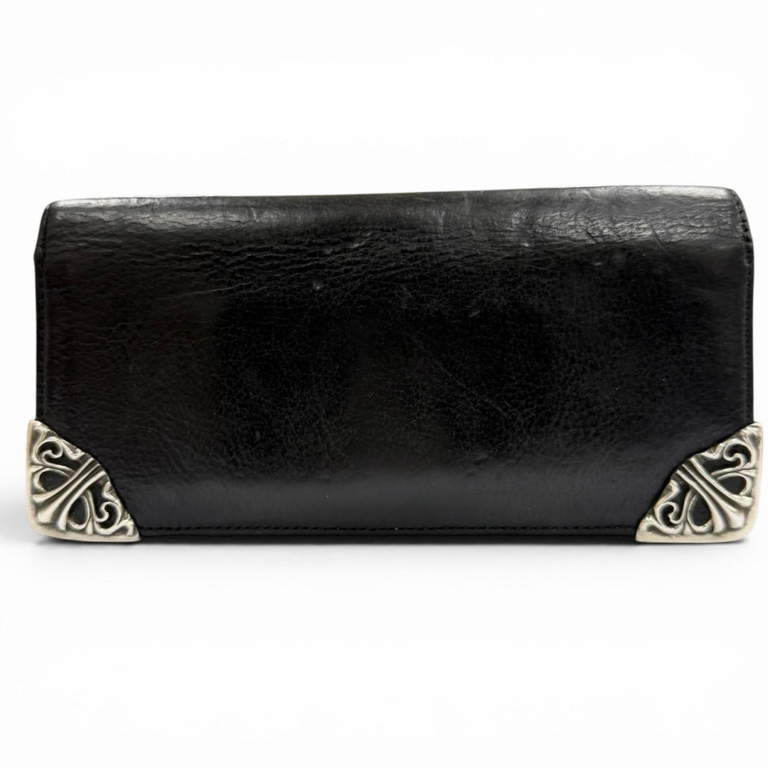 Very Good CHROME HEARTS Purse Single-fold long wallet black leather mens
