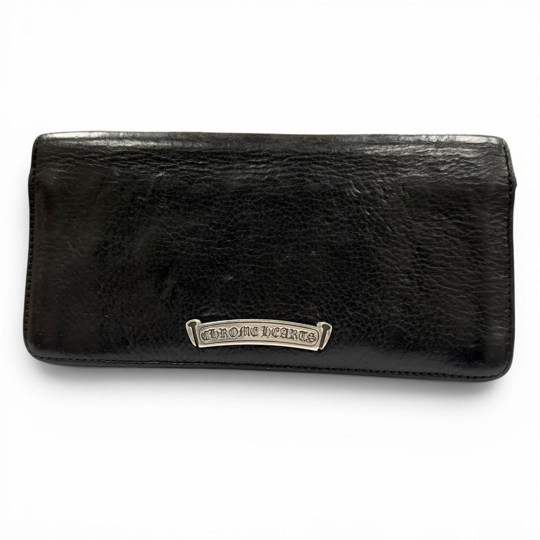Very Good CHROME HEARTS Purse Single-fold long wallet black leather mens