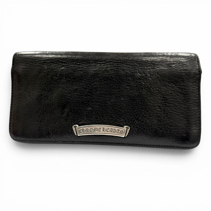 Very Good CHROME HEARTS Purse Single-fold long wallet black leather mens
