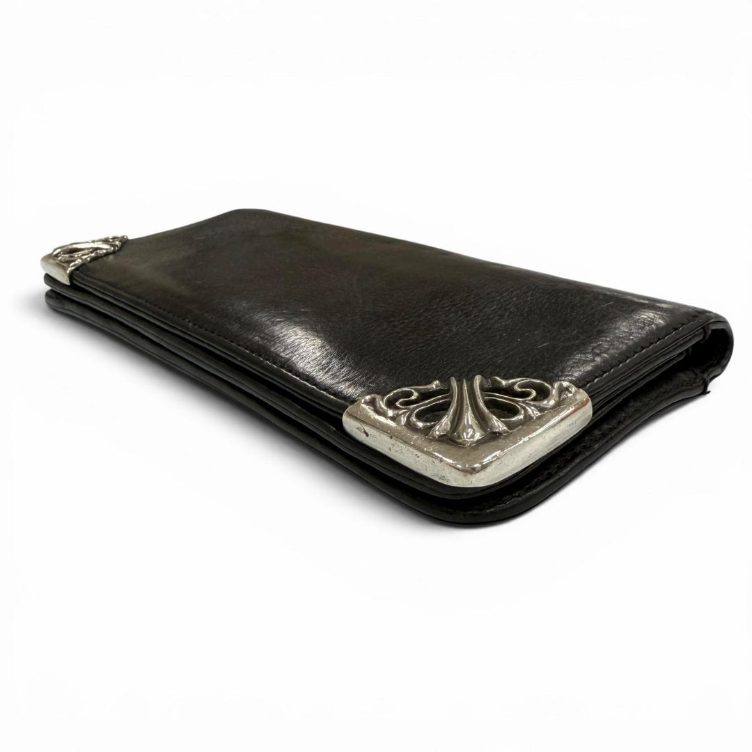 Very Good CHROME HEARTS Purse Single-fold long wallet black leather mens