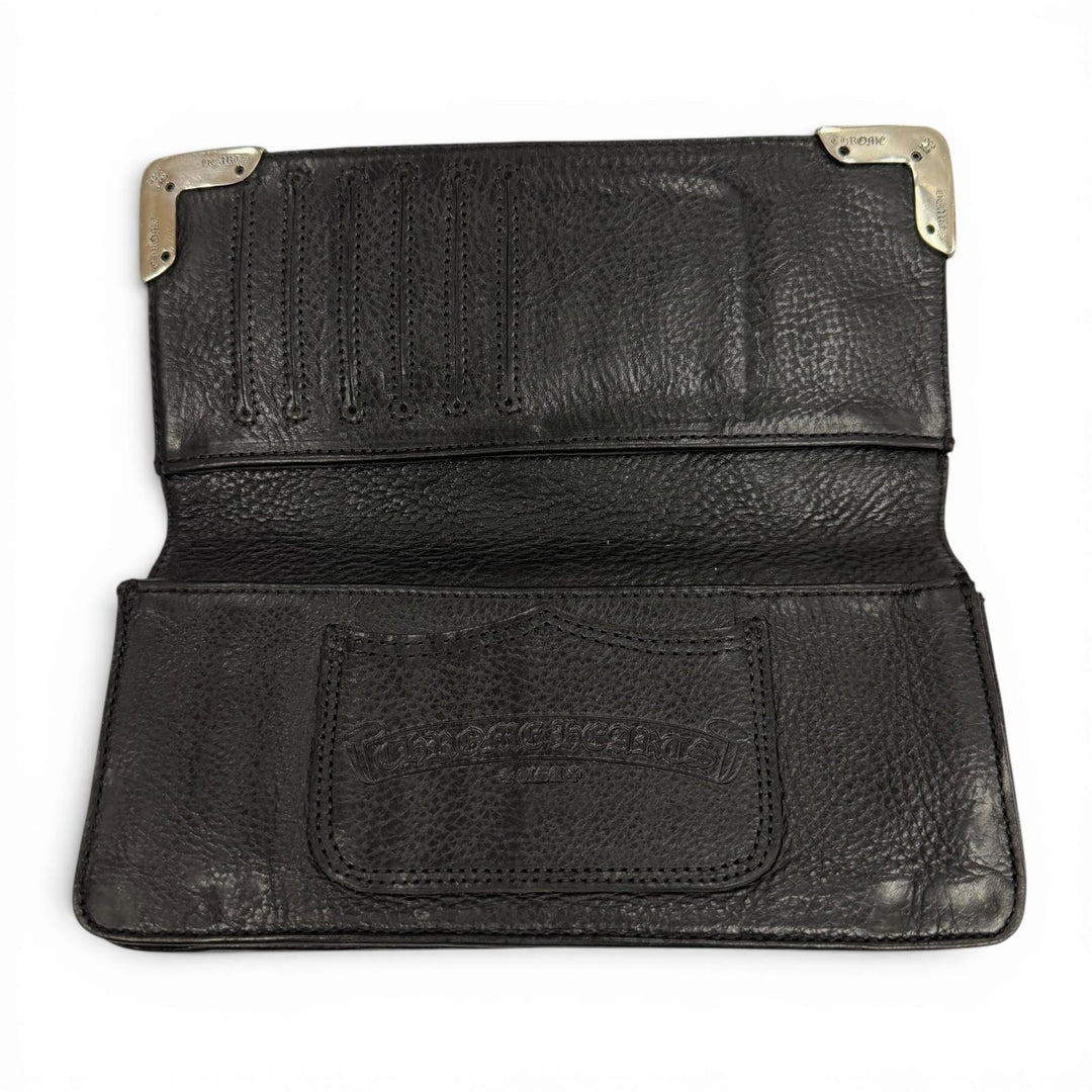 Very Good CHROME HEARTS Purse Single-fold long wallet black leather mens