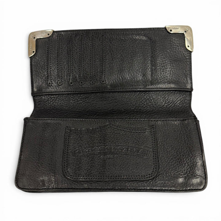 Very Good CHROME HEARTS Purse Single-fold long wallet black leather mens