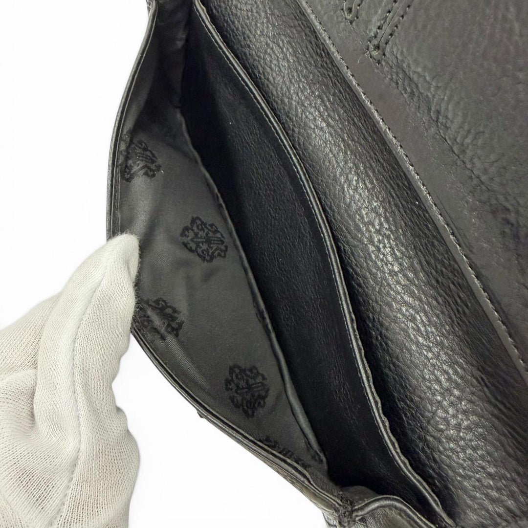 Very Good CHROME HEARTS Purse Single-fold long wallet black leather mens