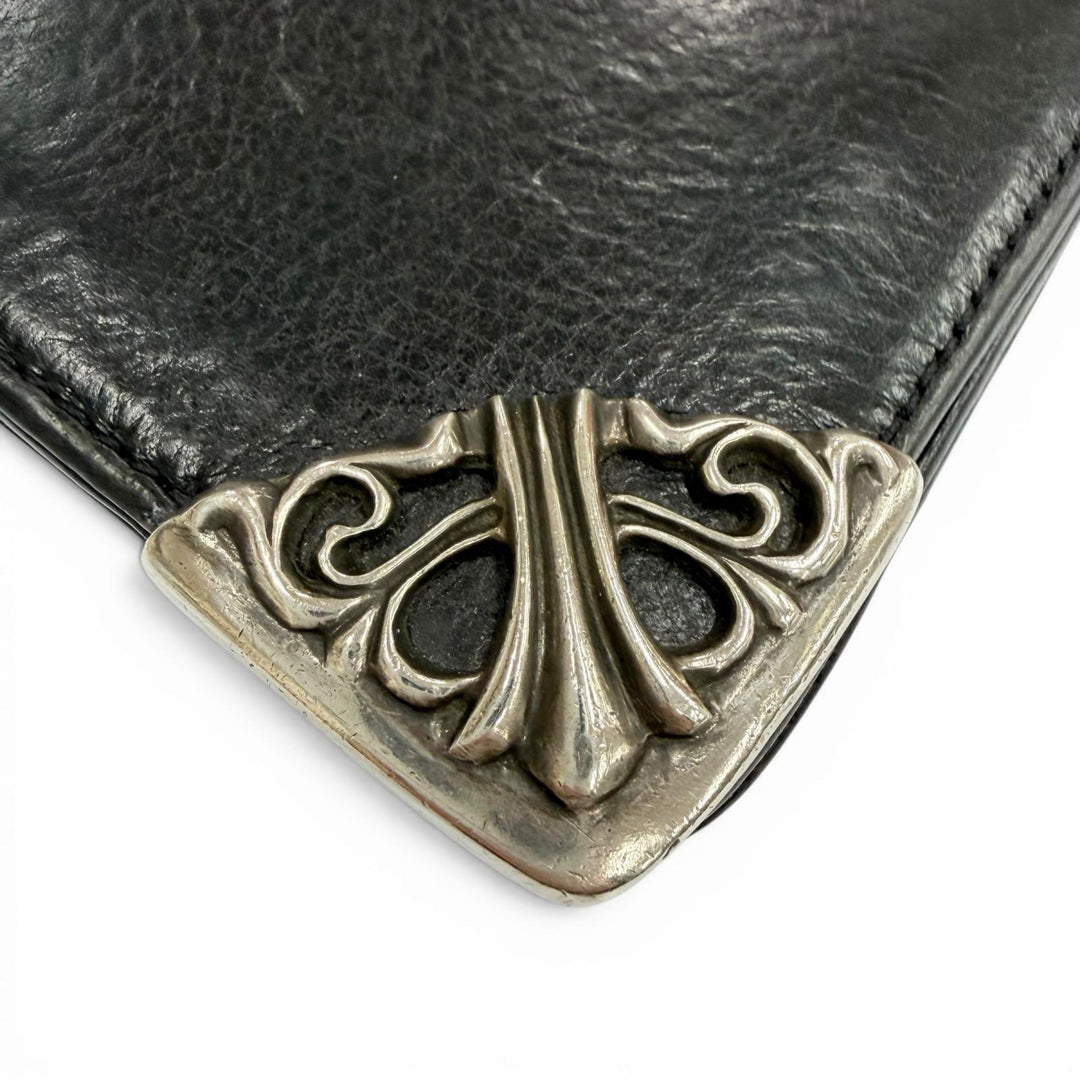 Very Good CHROME HEARTS Purse Single-fold long wallet black leather mens