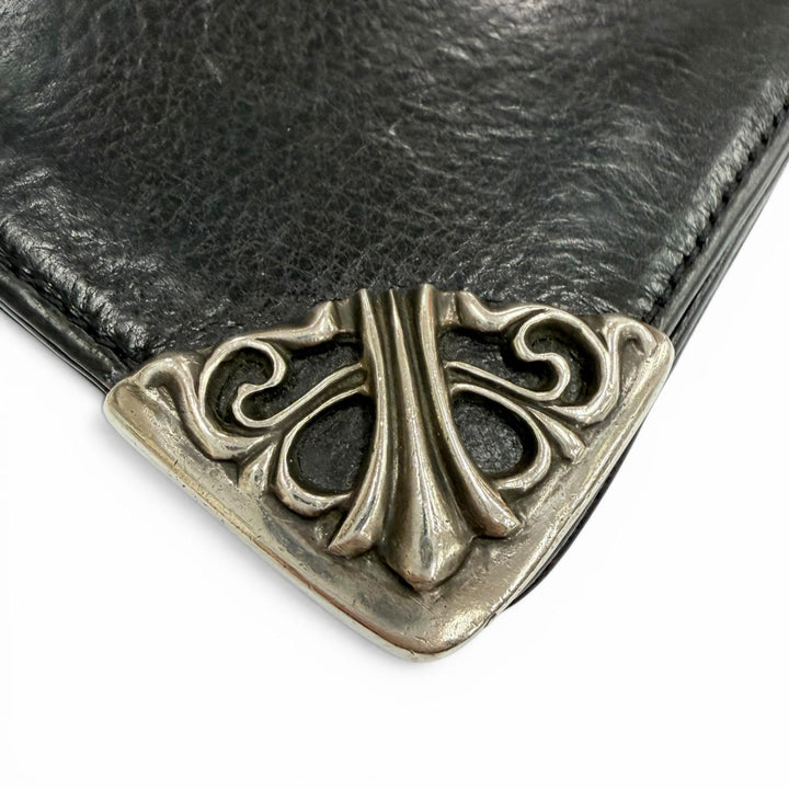 Very Good CHROME HEARTS Purse Single-fold long wallet black leather mens