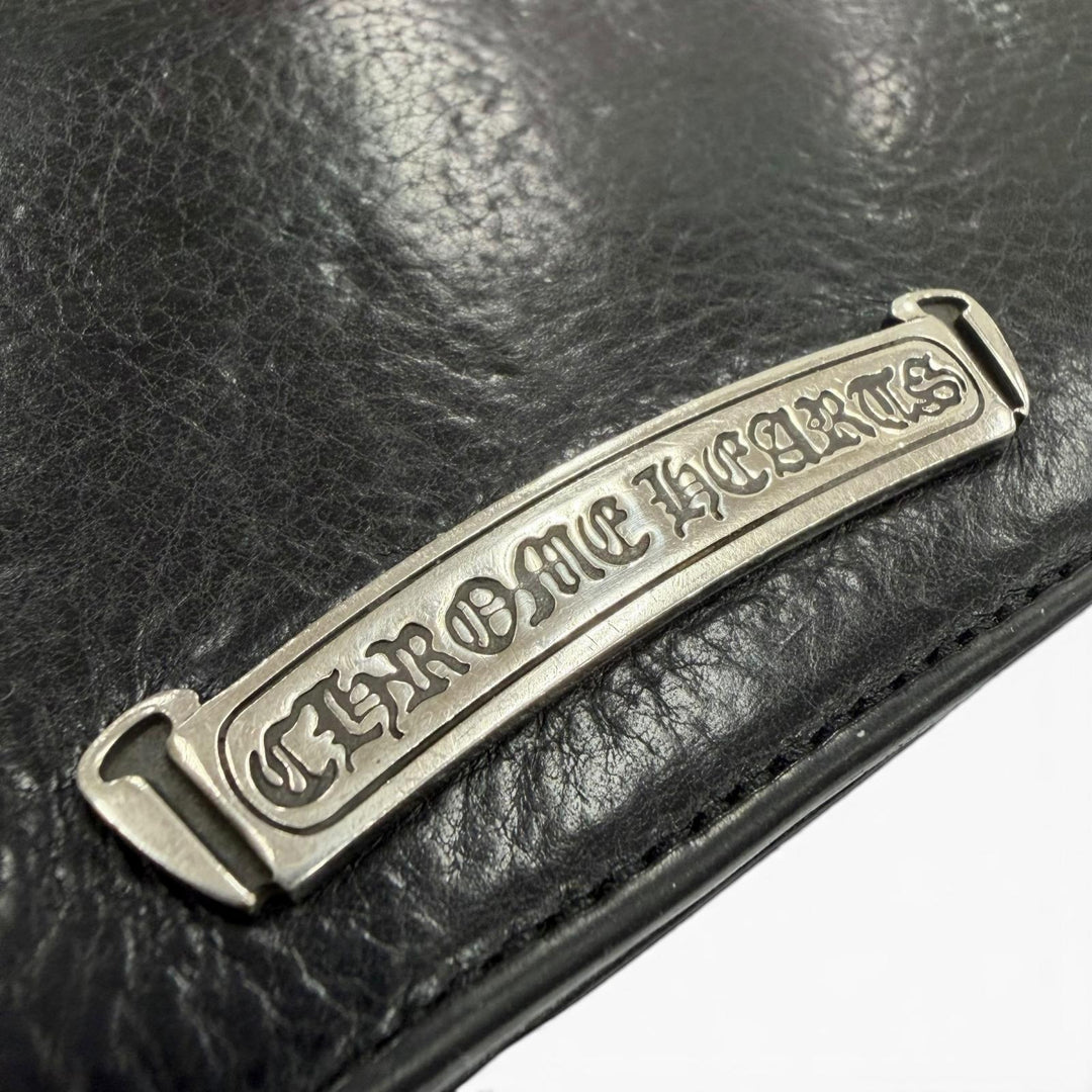 Very Good CHROME HEARTS Purse Single-fold long wallet black leather mens