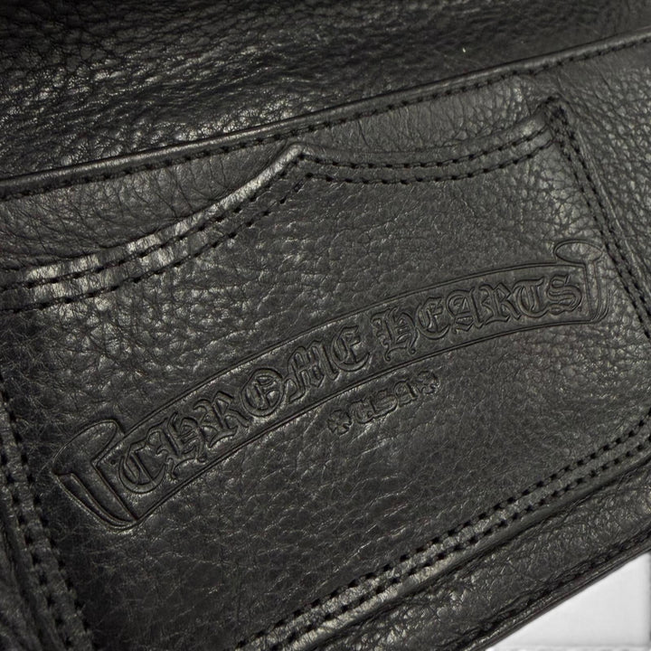 Very Good CHROME HEARTS Purse Single-fold long wallet black leather mens