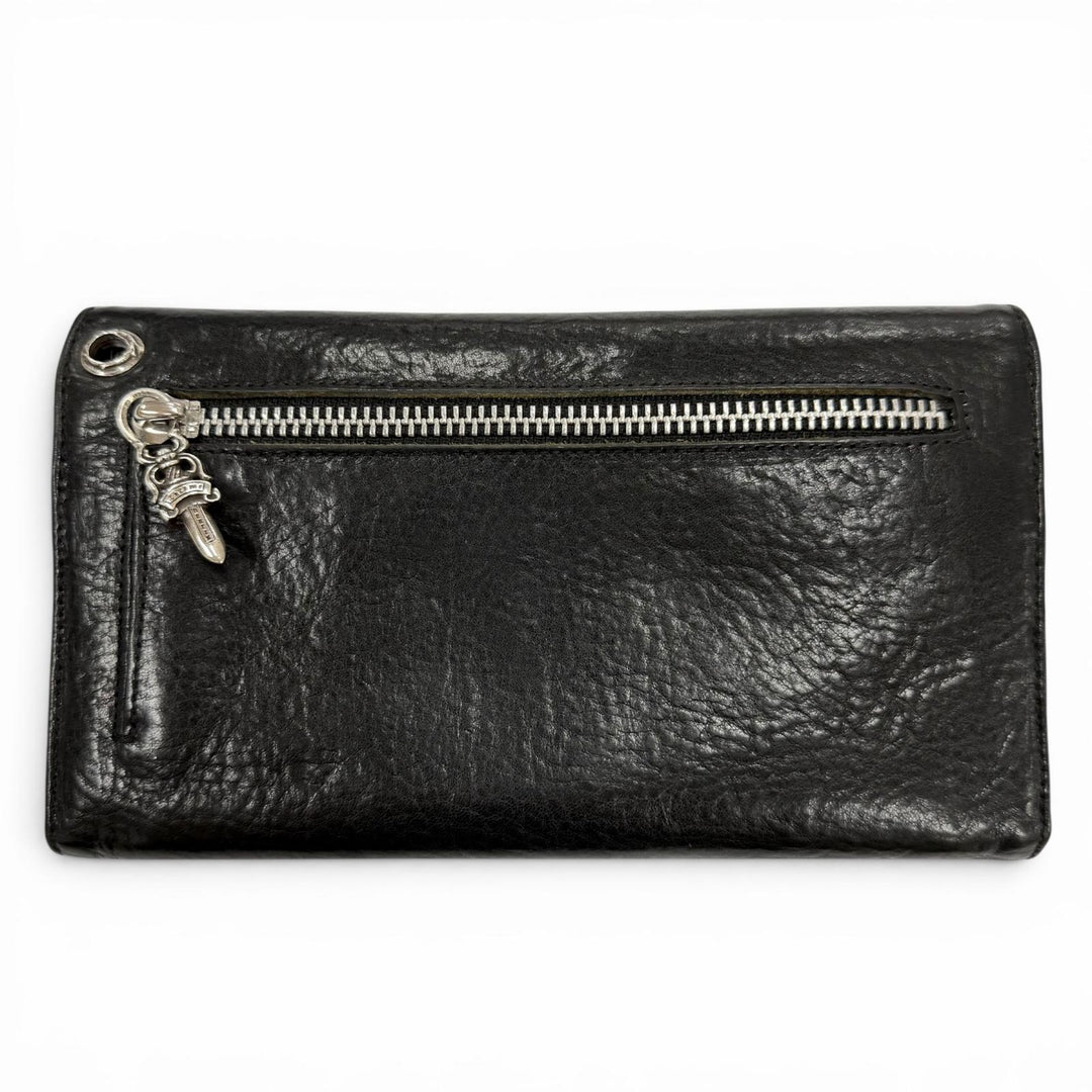 Great CHROME HEARTS Purse WAVE BS FLUER black leather mens