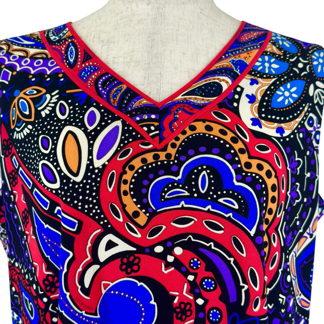 Excellent LEONARD FASHION one piece Paisley Pattern multicolor acetate Women 42