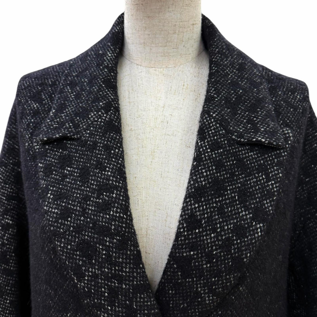 Pristine FENDI coat Silk blend animal print tweed long coat black wool 38 FF9007