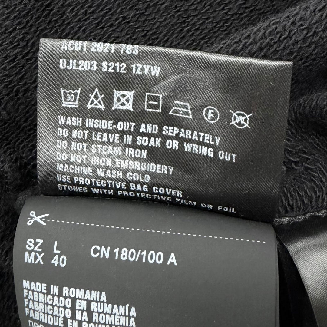 Great PRADA hoodie Re-Nylon logo print black cotton mens L UJL203