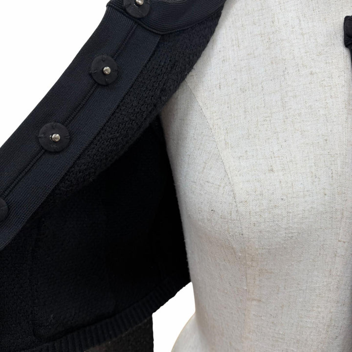 Excellent SELF PORTRAIT collarless jacket Tweed rhinestone cropped pants black S
