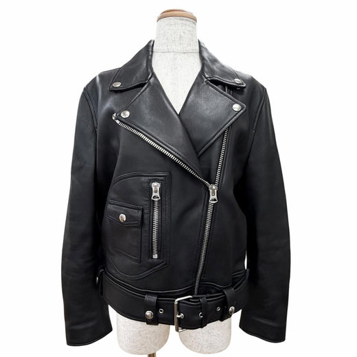 Great ACNE STUDIOS LEATHER BIKER JACKET black Sheep leather 34 FN-WN-LEAT000120