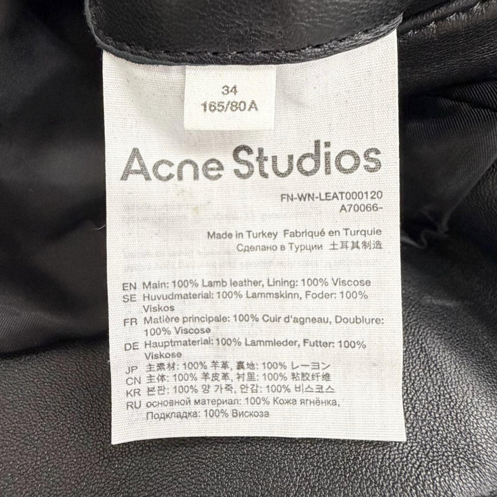 Great ACNE STUDIOS LEATHER BIKER JACKET black Sheep leather 34 FN-WN-LEAT000120