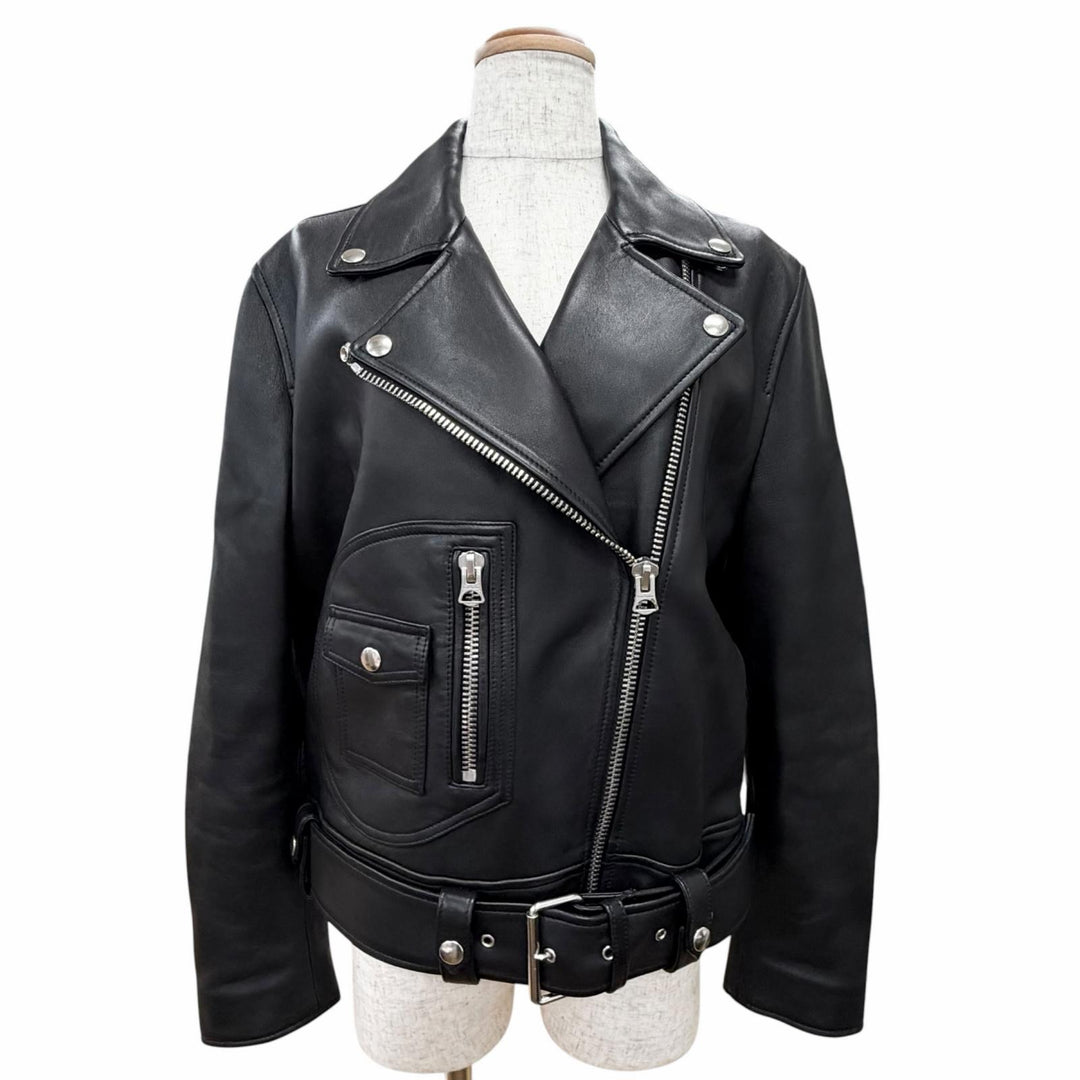 Great ACNE STUDIOS LEATHER BIKER JACKET black Sheep leather 34 FN-WN-LEAT000120