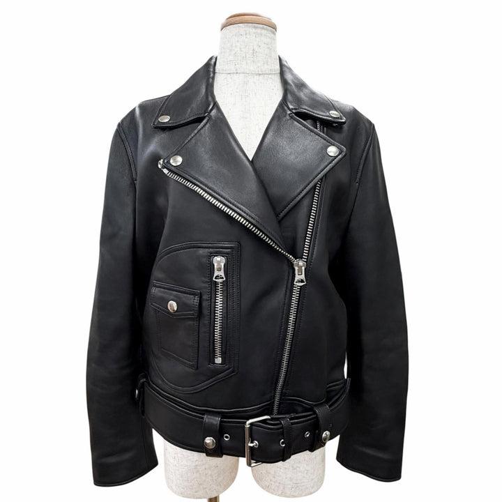 Great ACNE STUDIOS LEATHER BIKER JACKET black Sheep leather 34 FN-WN-LEAT000120