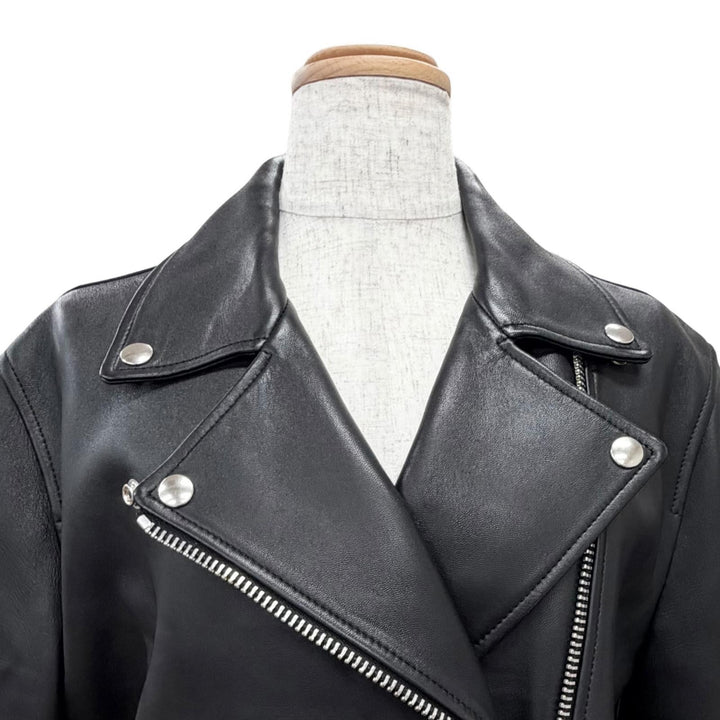 Great ACNE STUDIOS LEATHER BIKER JACKET black Sheep leather 34 FN-WN-LEAT000120