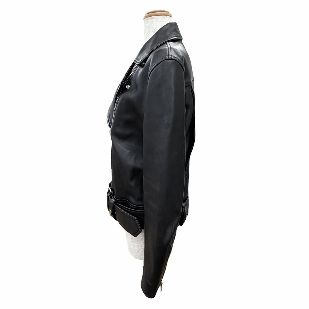 Great ACNE STUDIOS LEATHER BIKER JACKET black Sheep leather 34 FN-WN-LEAT000120