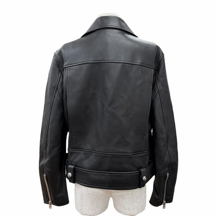 Great ACNE STUDIOS LEATHER BIKER JACKET black Sheep leather 34 FN-WN-LEAT000120