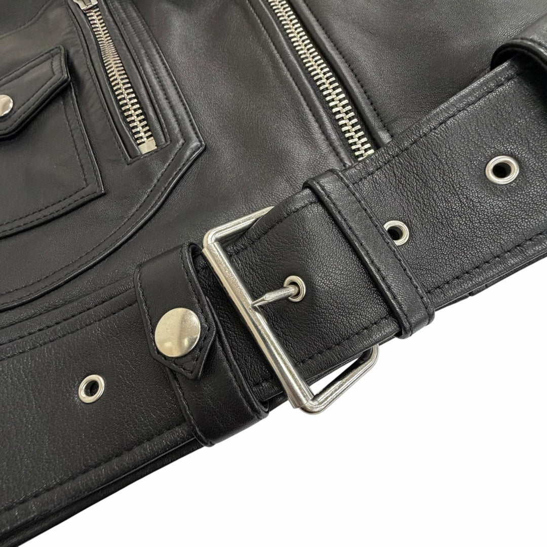 Great ACNE STUDIOS LEATHER BIKER JACKET black Sheep leather 34 FN-WN-LEAT000120