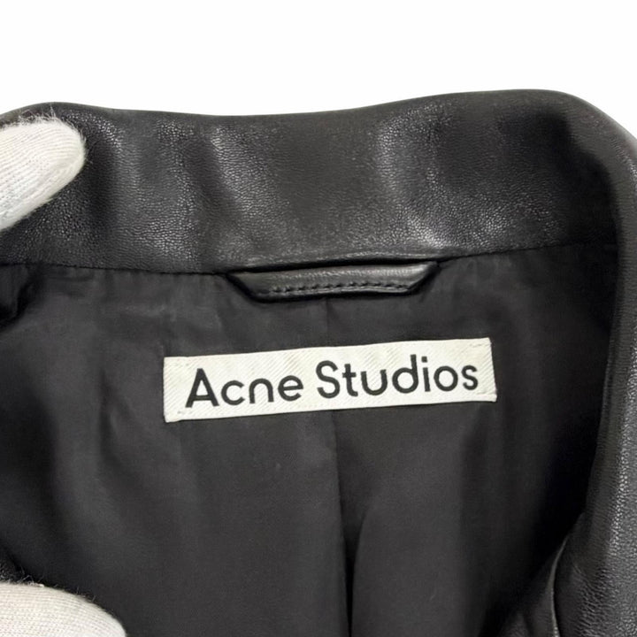 Great ACNE STUDIOS LEATHER BIKER JACKET black Sheep leather 34 FN-WN-LEAT000120