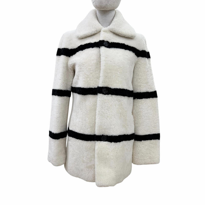Excellent SAINT LAURENT PARIS Mouton coat shearling coat Ivory Women 34 572852
