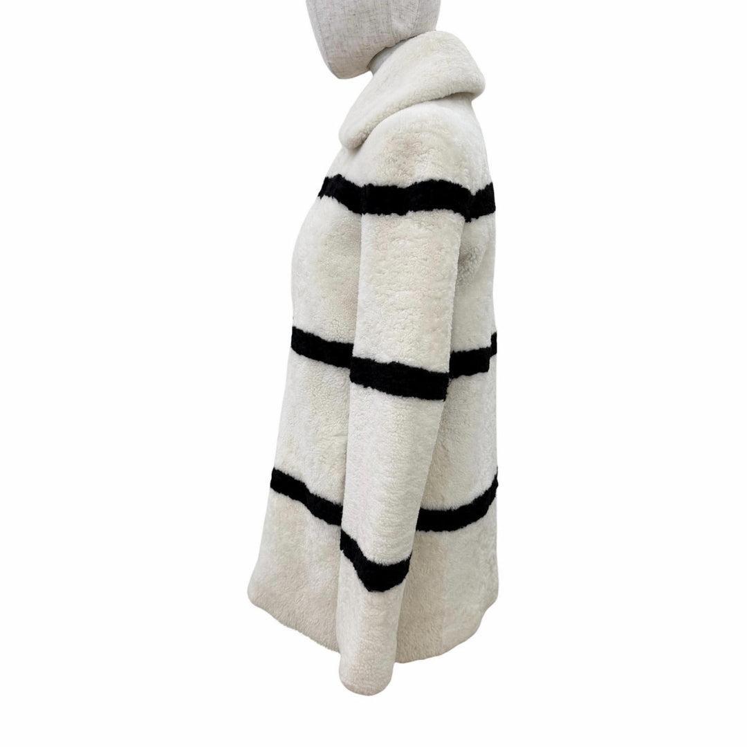 Excellent SAINT LAURENT PARIS Mouton coat shearling coat Ivory Women 34 572852