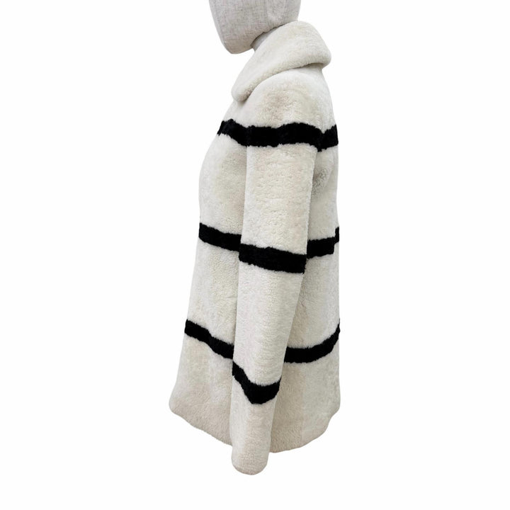 Excellent SAINT LAURENT PARIS Mouton coat shearling coat Ivory Women 34 572852