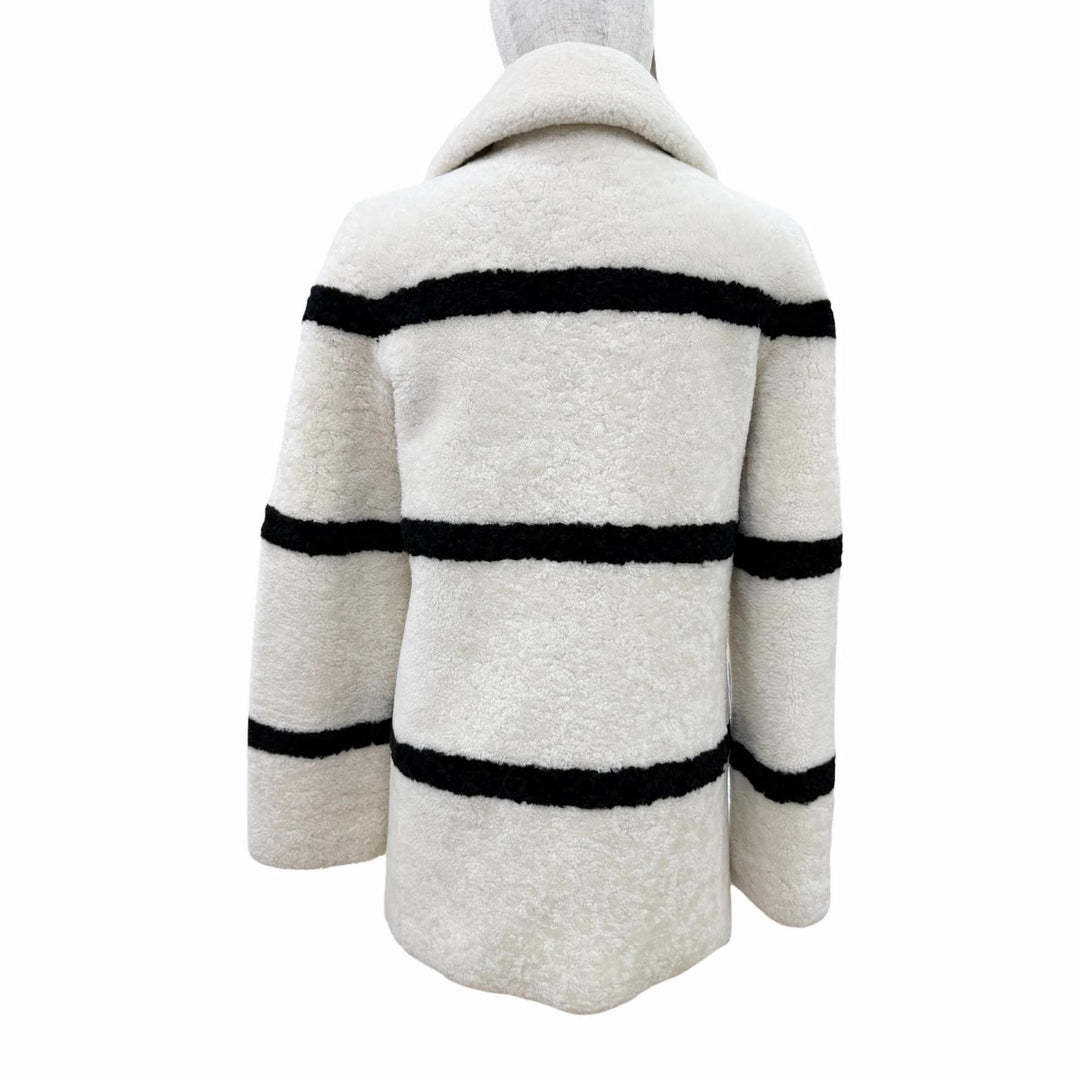 Excellent SAINT LAURENT PARIS Mouton coat shearling coat Ivory Women 34 572852