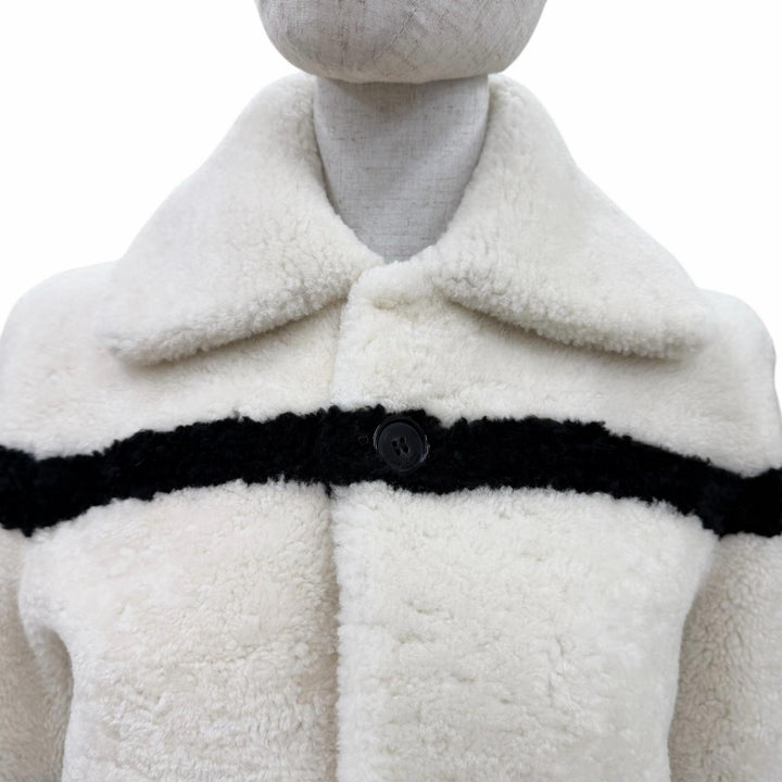 Excellent SAINT LAURENT PARIS Mouton coat shearling coat Ivory Women 34 572852